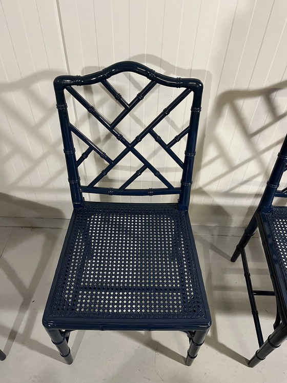 Image 1 of Faux Bamboo Dining Chairs And Bench 1970'S