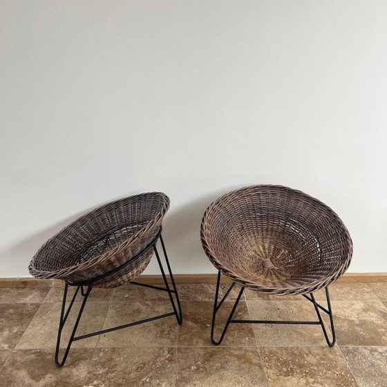 Image 1 of Pair of vintage wicker armchairs, England 1990s