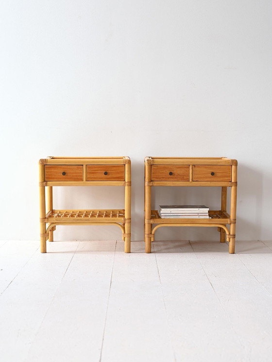 Image 1 of Vintage Bamboo Nightstands