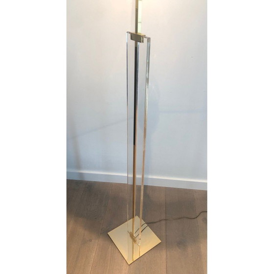 Image 1 of Vintage floor lamp in glass and brass, 1970