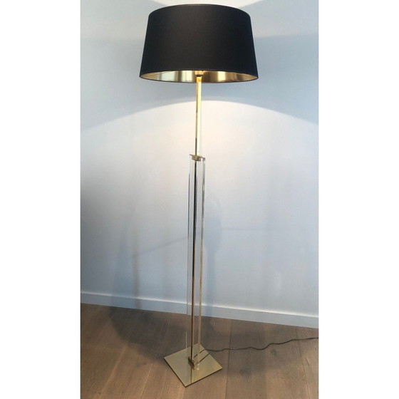 Image 1 of Vintage floor lamp in glass and brass, 1970