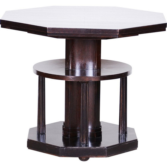 Image 1 of Tavolino laterale cubista ceco d'epoca in legno di quercia, 1910-1919