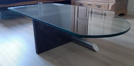 Image 1 of Glass coffee table with granite upright