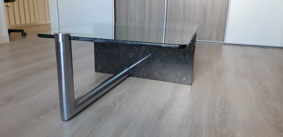 Image 1 of Glass coffee table with granite upright