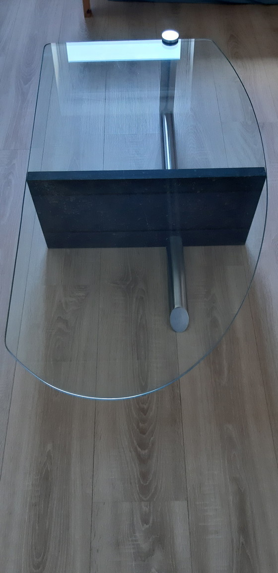 Image 1 of Glass coffee table with granite upright