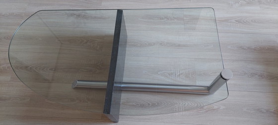 Image 1 of Glass coffee table with granite upright