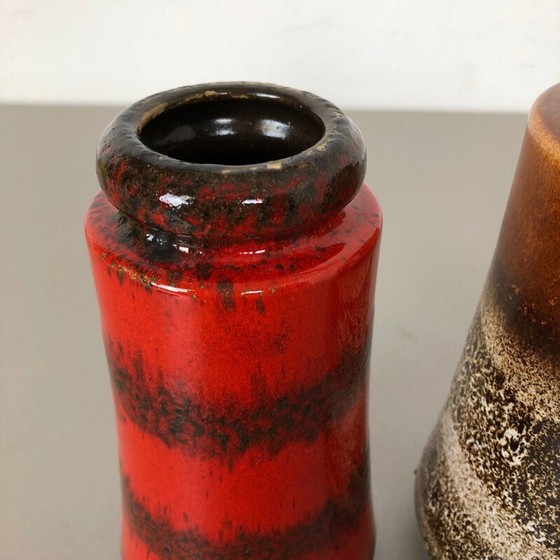 Image 1 of Set of 3 vintage fat lava vases by Scheurich, Germany 1970