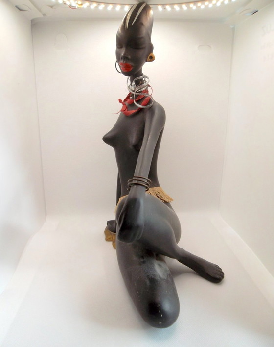 Image 1 of Grande scultura africanista • Ceramica vintage • Albert Strunz • Cortendorf • 1950