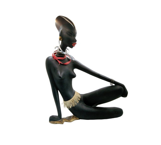 Large Africanist Sculpture - Vintage Ceramic - Albert Strunz - Cortendorf - 1950