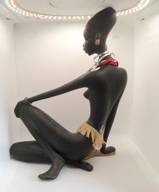 Large Africanist Sculpture - Vintage Ceramic - Albert Strunz - Cortendorf - 1950