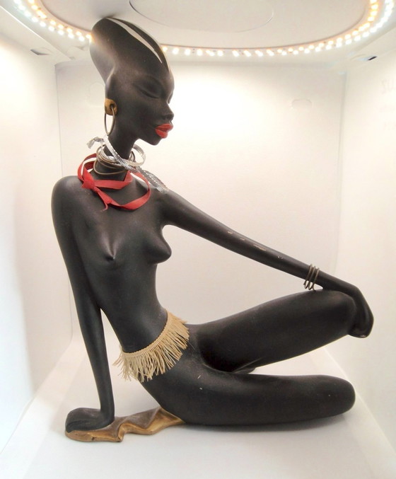 Image 1 of Grande scultura africanista • Ceramica vintage • Albert Strunz • Cortendorf • 1950