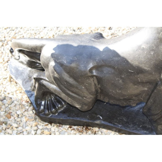 Image 1 of Large Vintage Puma sculpture in anthracite grey marble, 1970