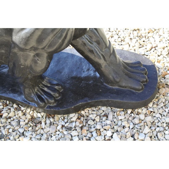 Image 1 of Large Vintage Puma sculpture in anthracite grey marble, 1970