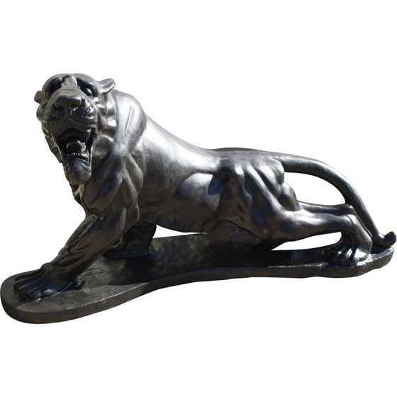 Image 1 of Large Vintage Puma sculpture in anthracite grey marble, 1970