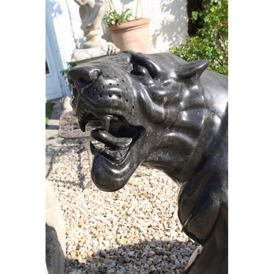 Image 1 of Large Vintage Puma sculpture in anthracite grey marble, 1970
