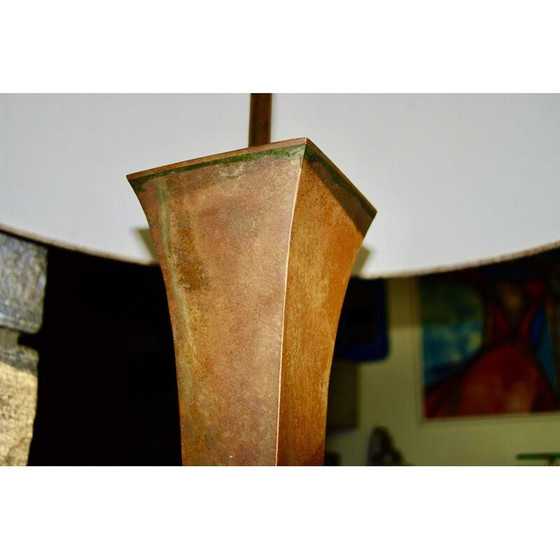 Image 1 of Lampada da terra vintage in bronzo e mogano di Stewart Ross per Hansen Lighting, New York 1960