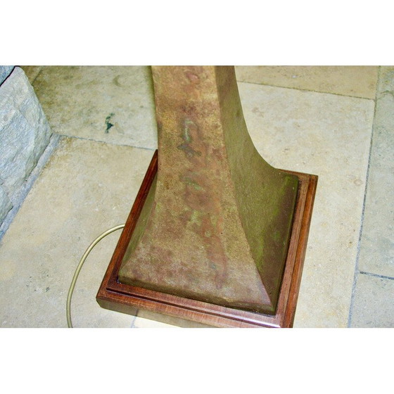 Image 1 of Lampada da terra vintage in bronzo e mogano di Stewart Ross per Hansen Lighting, New York 1960