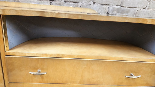 Small Vintage Blond Wooden Sideboard