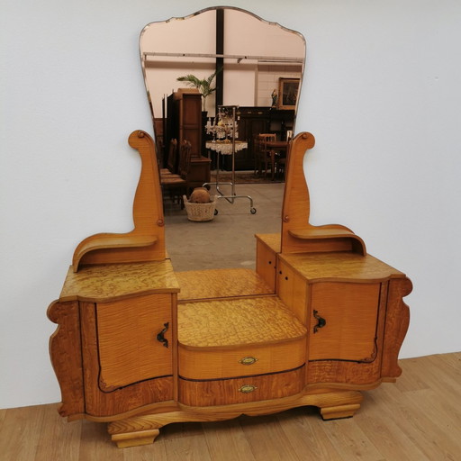 Vintage Rustic Dressing Table Make-Up Table Dresser Mirror Cabinet
