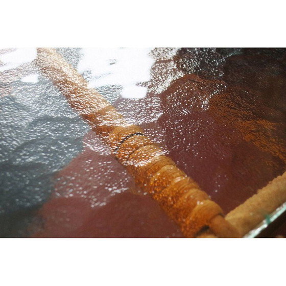 Image 1 of Vintage bamboo and frosted glass serving cart, 1960