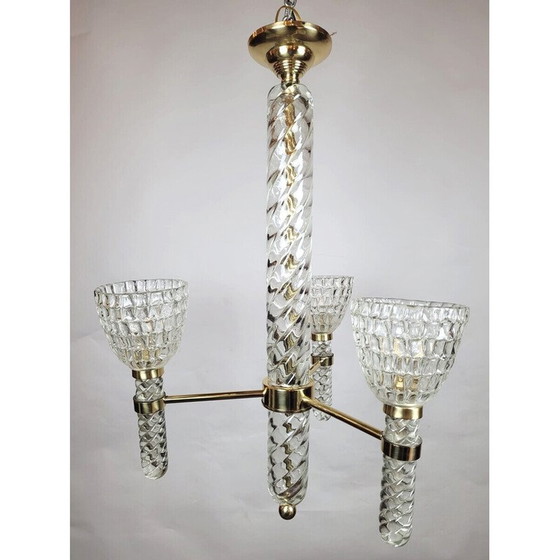 Image 1 of Lampada da soffitto italiana di metà secolo in vetro di Murano, anni '50