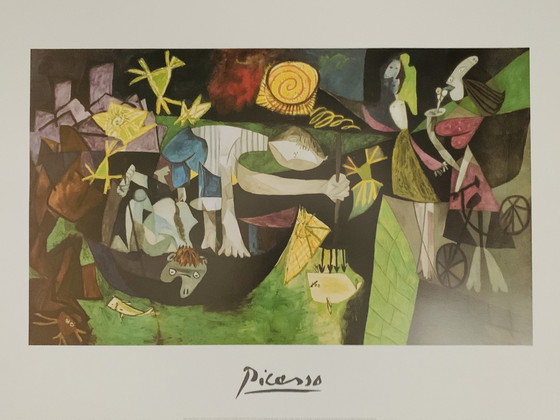 Image 1 of Pablo Picasso: "Night Fishing At Antibes, 1939." Signed In the Plate.