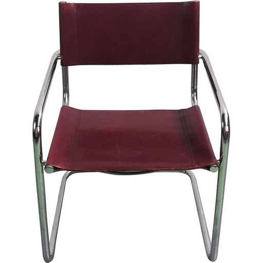 Vintage B34 chair in leather and chromed aluminium by Marcel Breuer