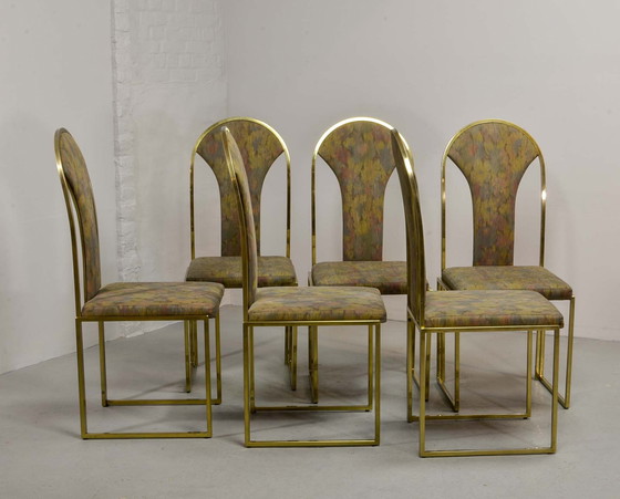 Image 1 of Belgo Chrome Luxurious Brass Dining Chairs, Set of 6. Belgium, 1970s.