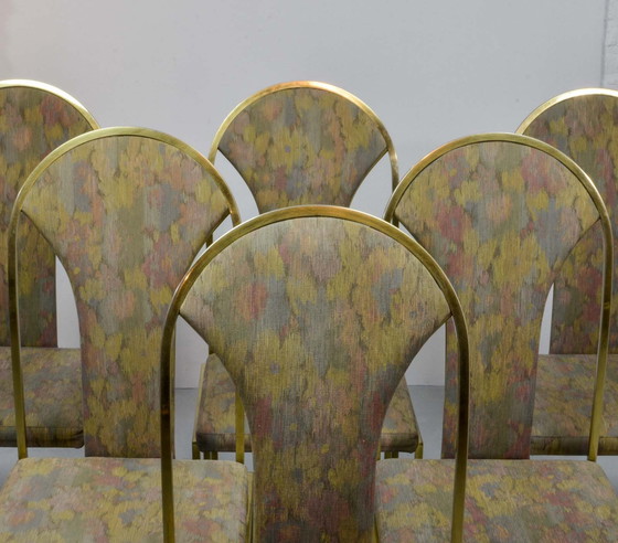 Image 1 of Belgo Chrome Luxurious Brass Dining Chairs, Set of 6. Belgique, 1970.