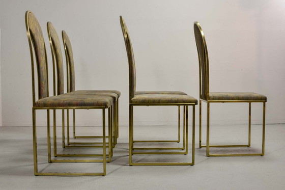 Image 1 of Belgo Chrome Luxurious Brass Dining Chairs, Set of 6. Belgium, 1970s.