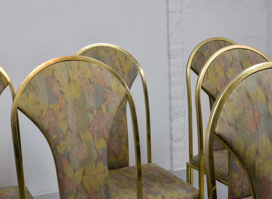 Image 1 of Belgo Chrome Luxurious Brass Dining Chairs, Set of 6. Belgique, 1970.