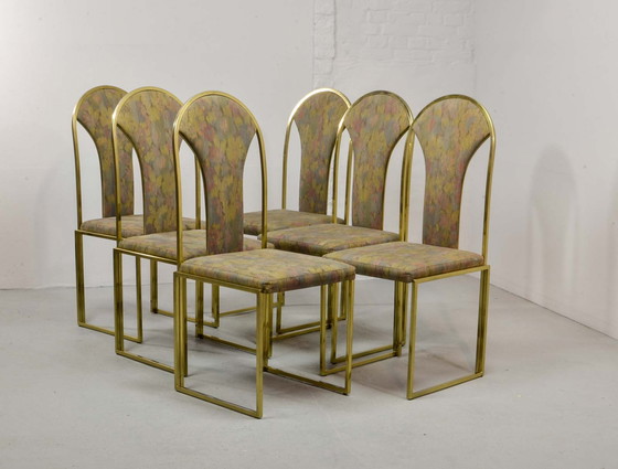 Image 1 of Belgo Chrome Luxurious Brass Dining Chairs, Set of 6. Belgique, 1970.