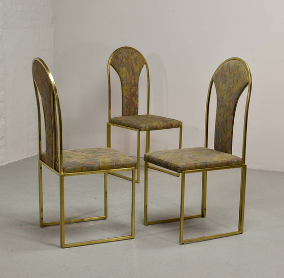 Image 1 of Belgo Chrome Luxurious Brass Dining Chairs, Set of 6. Belgium, 1970s.