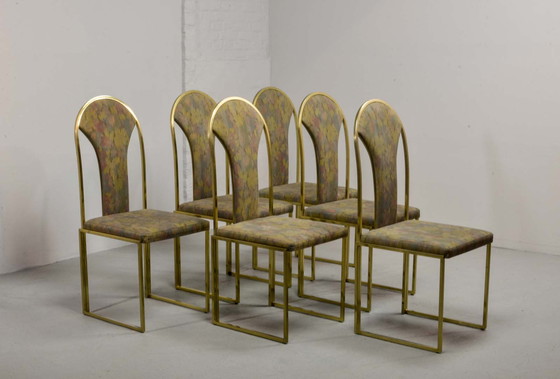 Image 1 of Belgo Chrome Luxurious Brass Dining Chairs, Set of 6. Belgium, 1970s.