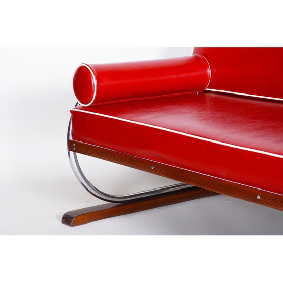 Image 1 of Vintage red leather sofa by Robert Slezak, 1930s