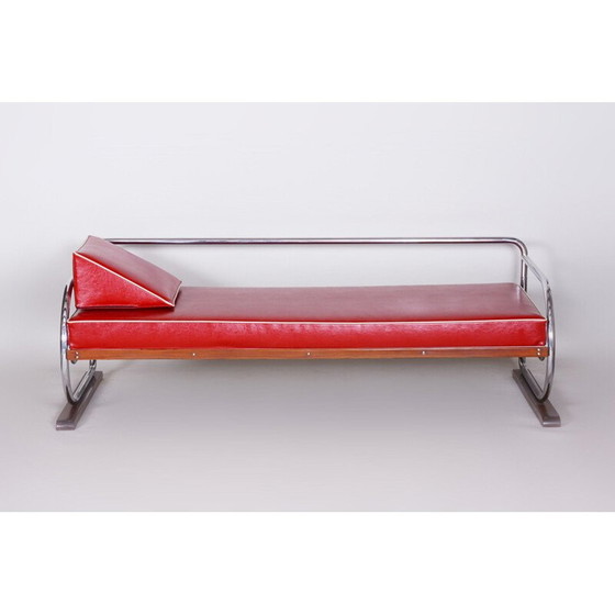 Image 1 of Vintage red leather sofa by Robert Slezak, 1930s