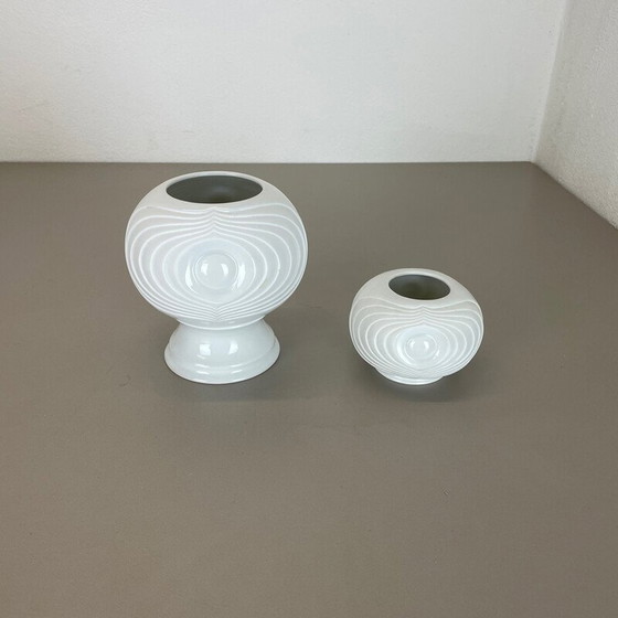 Image 1 of Pair of vintage porcelain vases Op art for Royal Bavaria, Germany 1970s