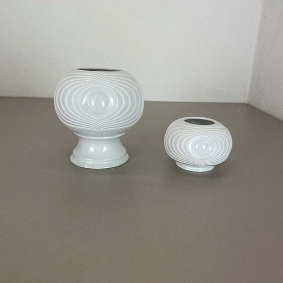Image 1 of Pair of vintage porcelain vases Op art for Royal Bavaria, Germany 1970s
