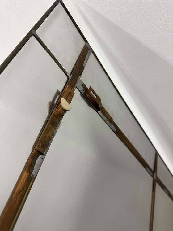 Image 1 of Mid Century Faceted Mirror Brass , 1970S 