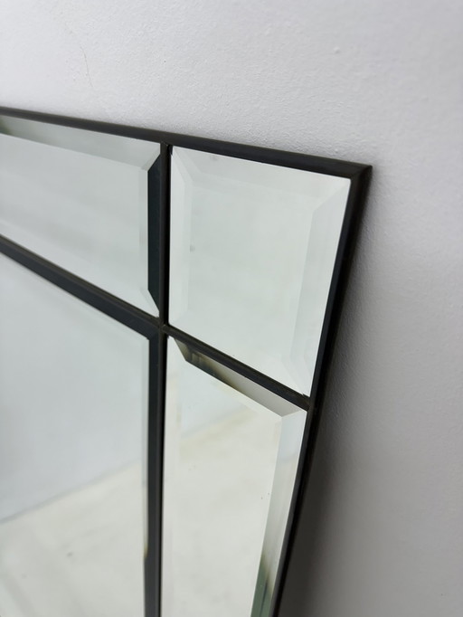 Mid Century Faceted Mirror Brass , 1970S 