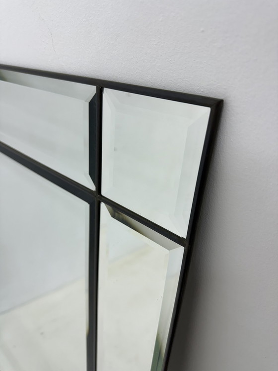 Image 1 of Mid Century Faceted Mirror Brass , 1970S 