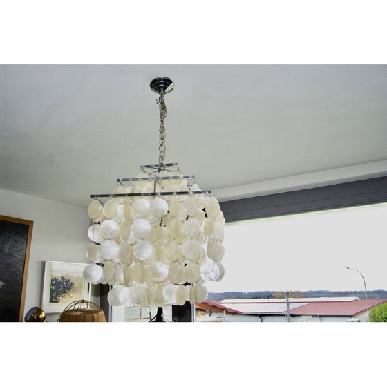 Image 1 of Vintage square steel and mother-of-pearl chandelier by Verner Panton, 1970