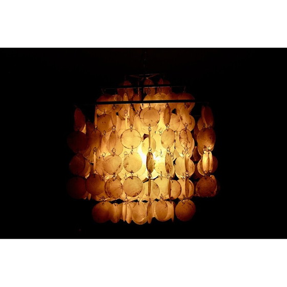 Image 1 of Vintage square steel and mother-of-pearl chandelier by Verner Panton, 1970