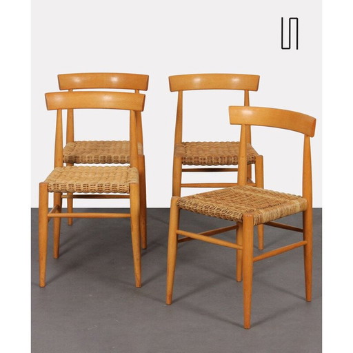 Set of 4 vintage wooden chairs by Krasna Jizba, Czechoslovakia 1960s