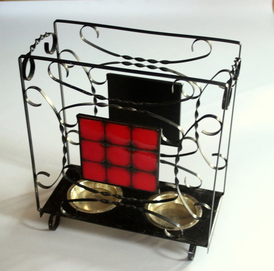 Image 1 of Handmade umbrella stand wrought iron, metal, ceramic - Vintage from the 60s
