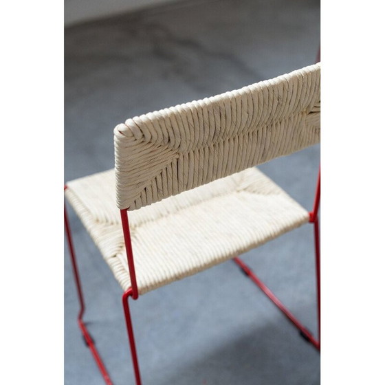 Image 1 of Vintage chair in bent iron and straw, Italy 2000s