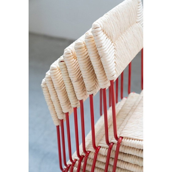 Image 1 of Vintage chair in bent iron and straw, Italy 2000s