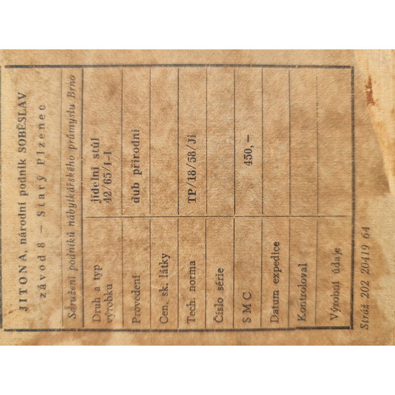 Image 1 of Tavolo vintage in rovere con prolunga di Bohumil Landsman, Cecoslovacchia 1960