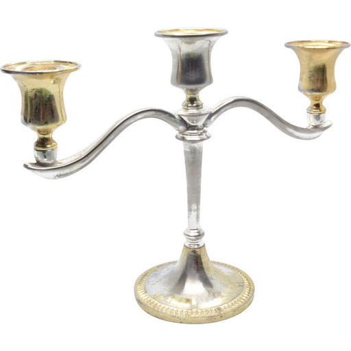 Vintage three-branched plated candlestick
