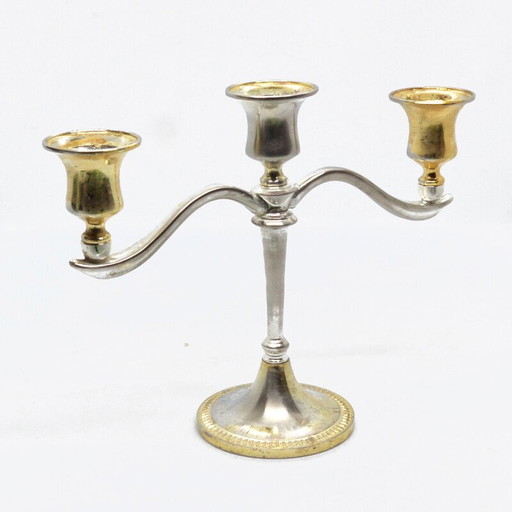 Vintage three-branched plated candlestick